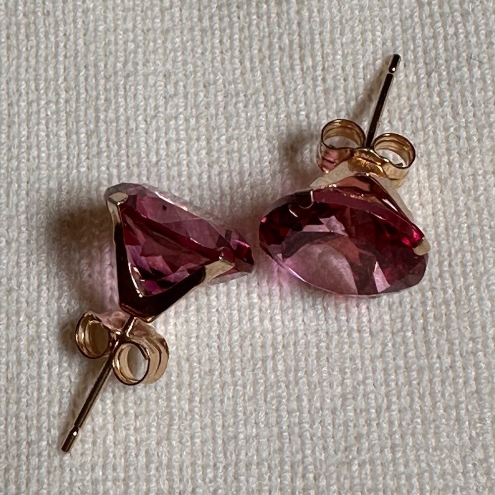Ross-Simons 8.70 ct. t.w. Pink Topaz Stud Earrings in 14kt Yellow Gold